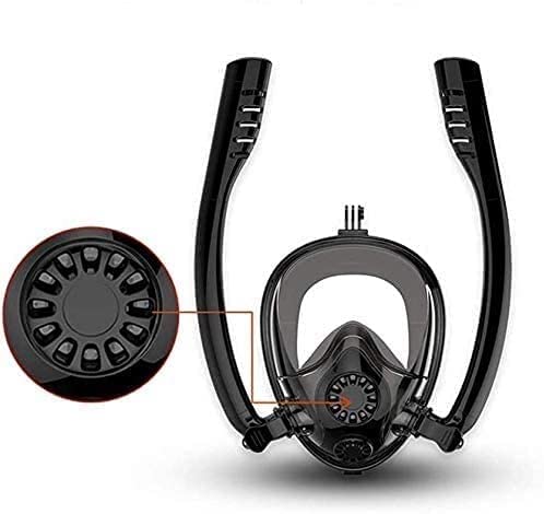 Full Face Snorkel Mask with Double Tube, Anti-Fog & Anti-Leak 180° View