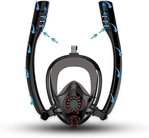 Full Face Snorkel Mask with Double Tube, Anti-Fog & Anti-Leak 180° View