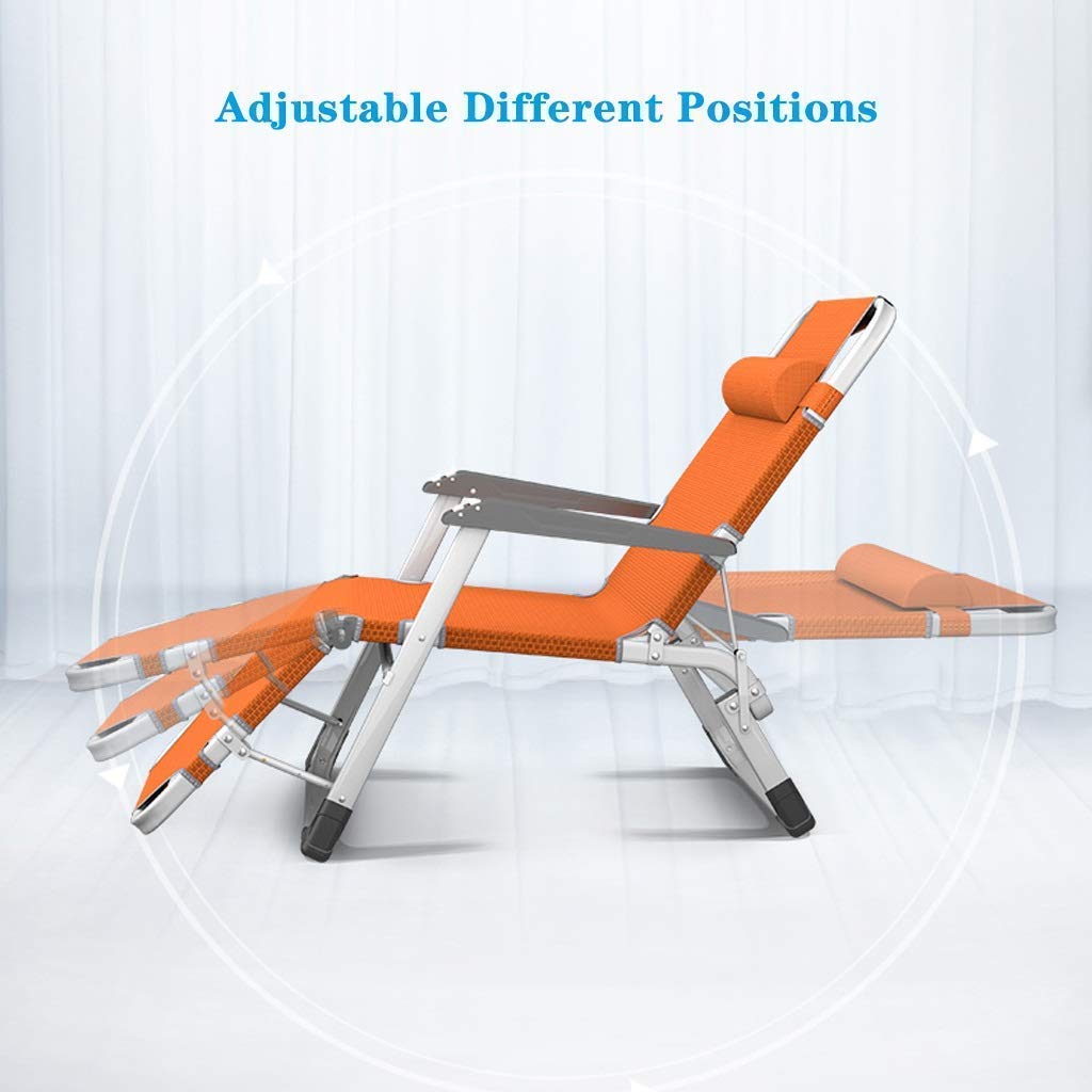 Foldable Reclining Sun Lounger Chair, Waterproof Metal Frame, 178 × 66 × 28 cm