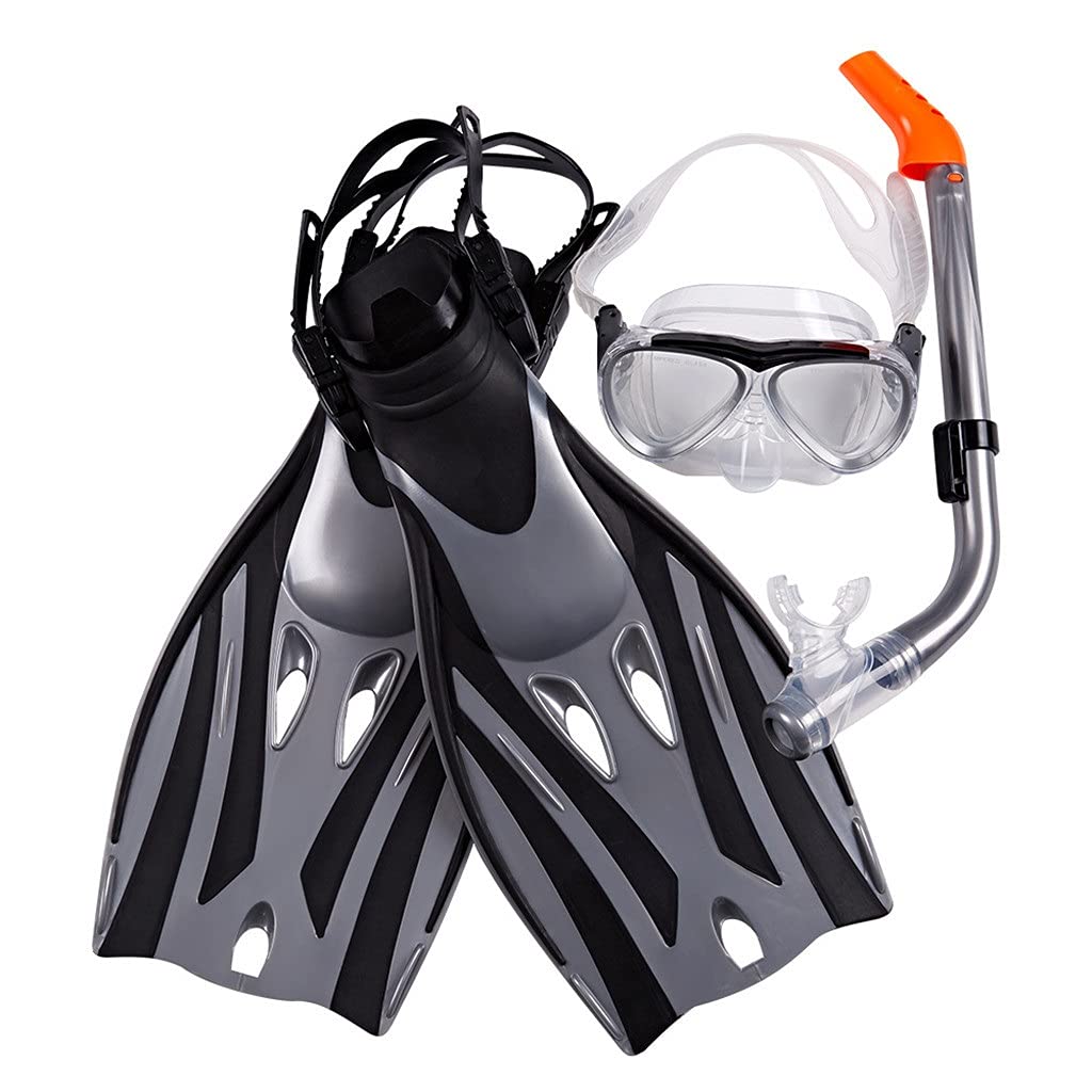 Scuba Diving Mask, Snorkel & Fins Set with Anti-Fog Goggles
