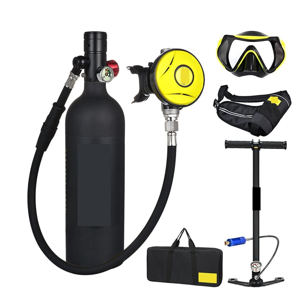1L Portable Scuba Tank Kit with Pressure Gauge for Diving & Snorkeling