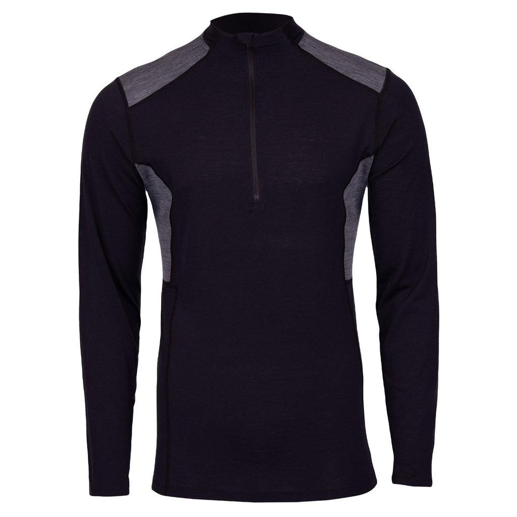 Men's Merino Wool Quarter Zip Base Layer Top with UPF 30+ Moisture-Wicking Performance