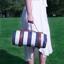 Waterproof Picnic Blanket, Lightweight Sandproof Camping & Beach Mat, Blue Stripes