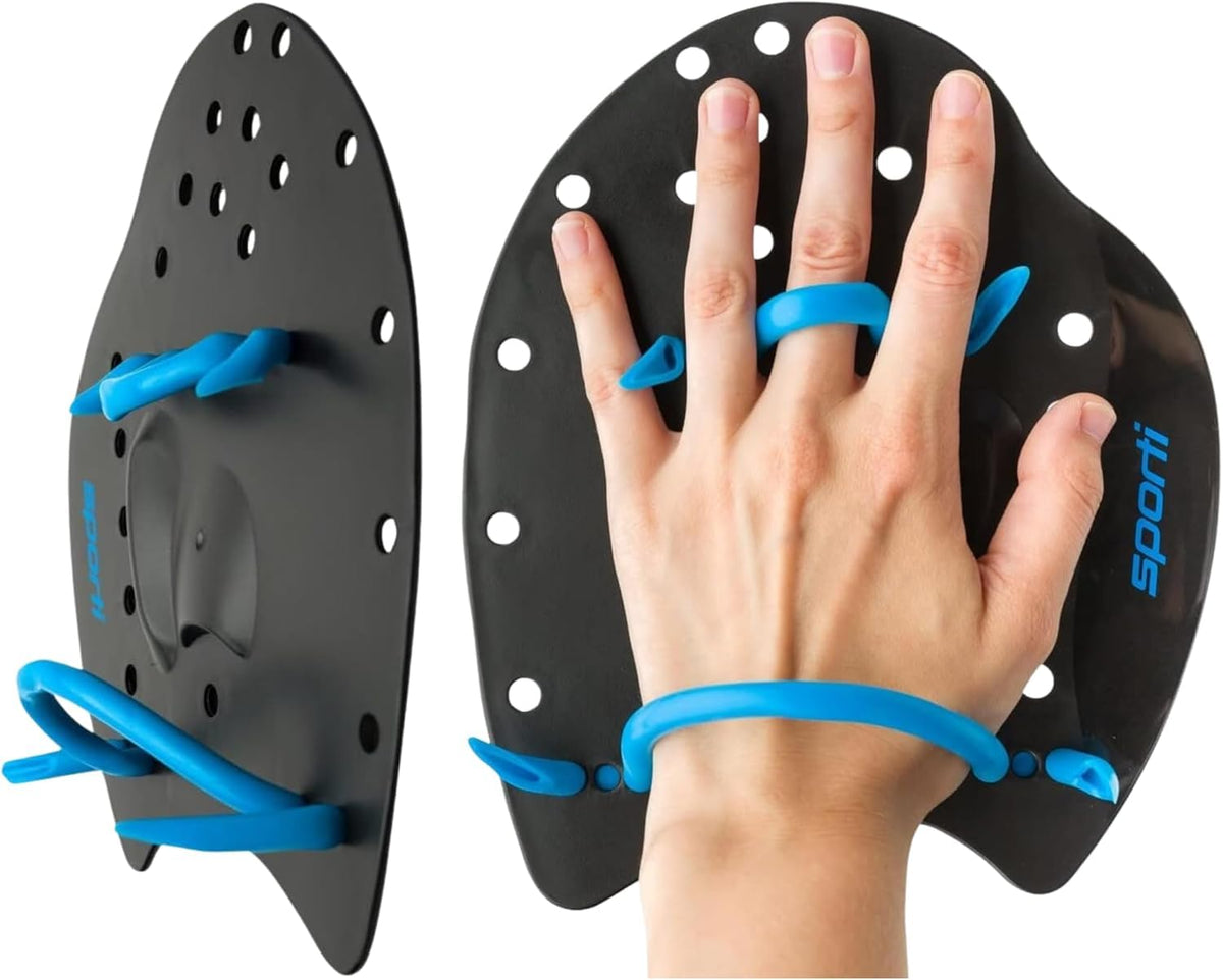 Swim Training Set with Hand Paddles & Short Blade Fins