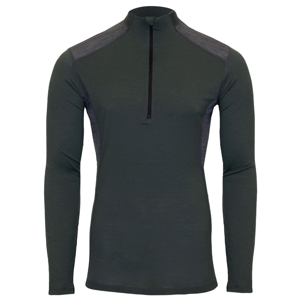 Men's Merino Wool Quarter Zip Base Layer Top with UPF 30+ Moisture-Wicking Performance