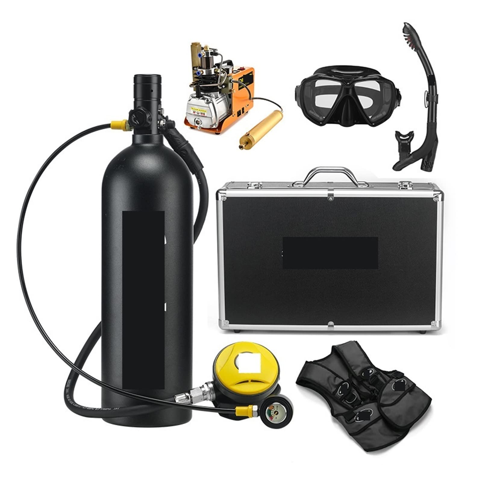 2L Scuba Tank Kit with Pressure Gauge for Diving & Snorkeling