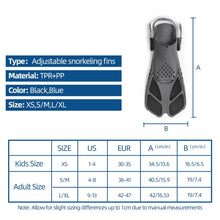 Adjustable Swim Fins for Adults & Kids Beginners