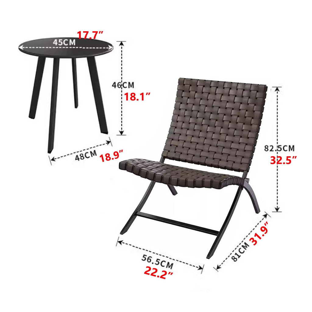 3-Piece Folding Outdoor Chairs & Table Set for Patio and Garden