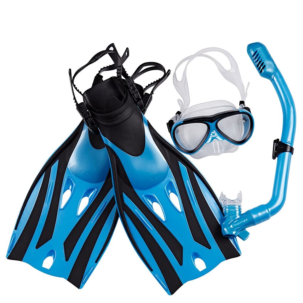 Scuba Diving Mask, Snorkel & Fins Set with Anti-Fog Goggles