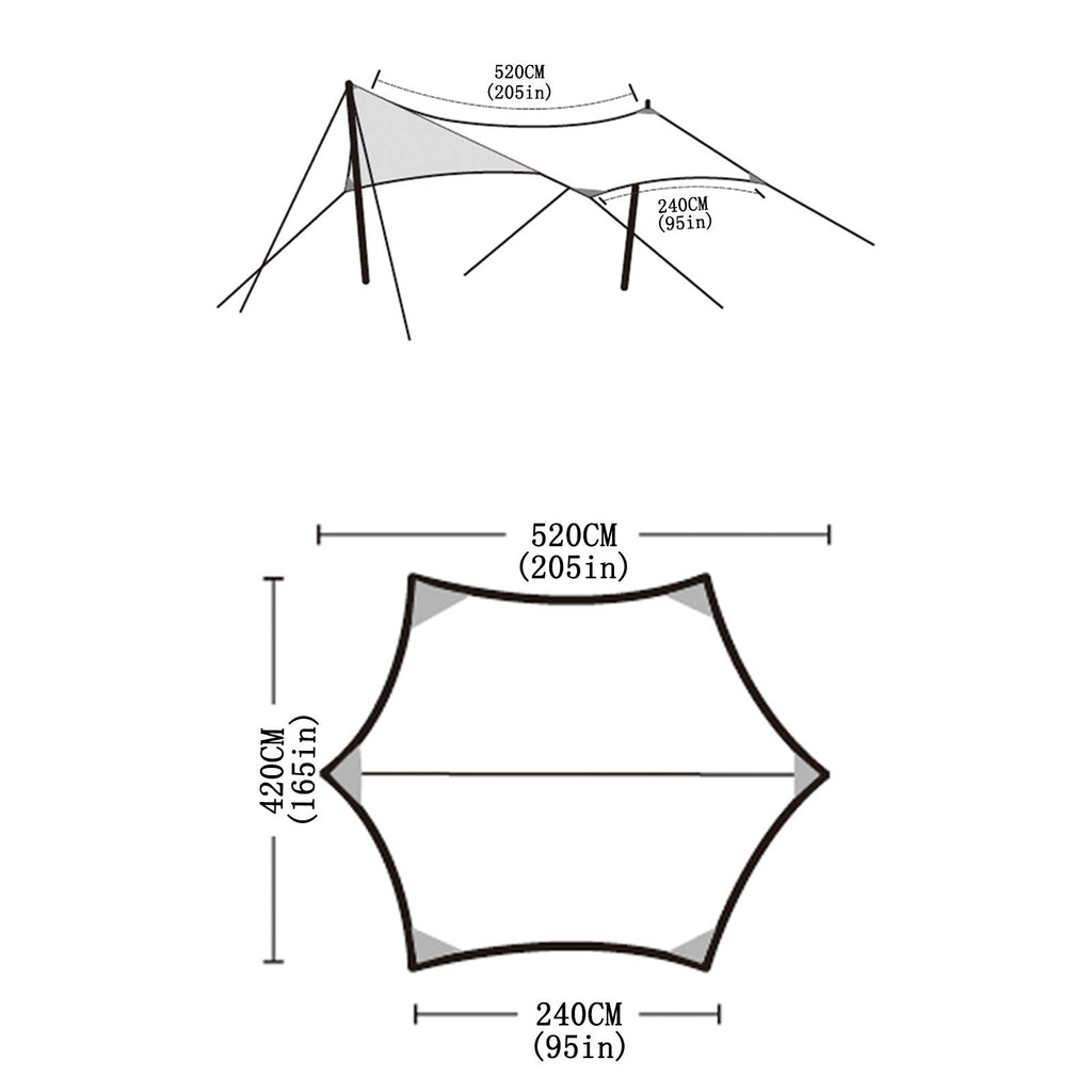 Large Beach Sun Shelter Tent for 6+ People, 165 × 95 in