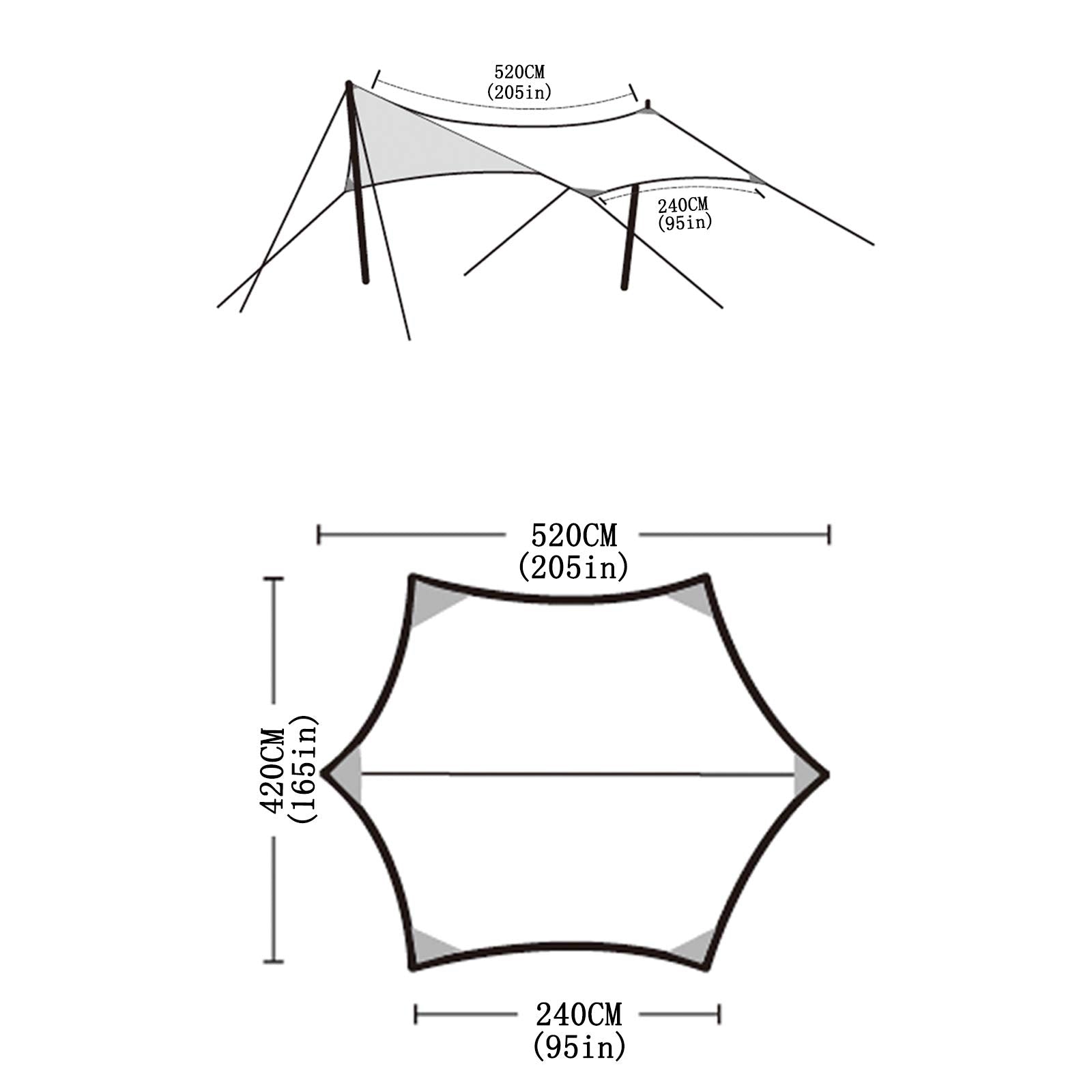 Large Beach Sun Shelter Tent for 6+ People, 165 × 95 in