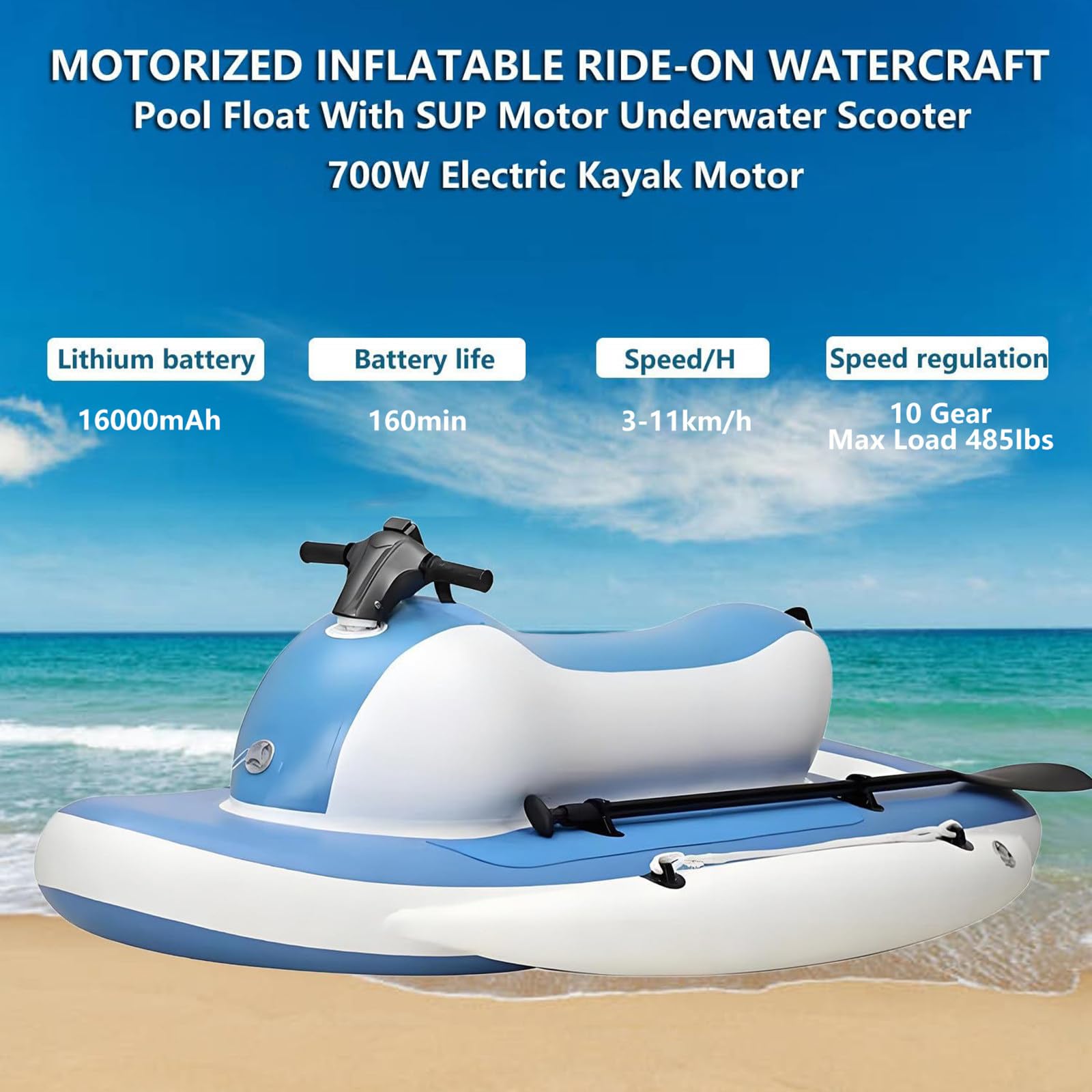 2-in-1 Electric Underwater Scooter & Inflatable Jet Ski 700W 11 km/h