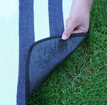 Waterproof Picnic Blanket, Lightweight Sandproof Camping & Beach Mat, Blue Stripes