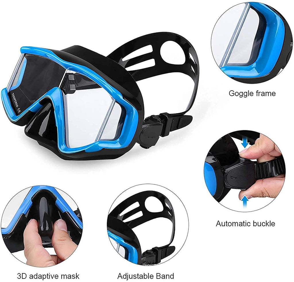 Full Face Snorkel Set with Swim Fins & Panoramic Diving Mask