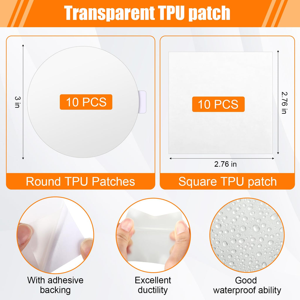 Inflatable Paddle Board Repair Kit with TPU & PVC Patches, Glue, Valve Wrench and Applicator