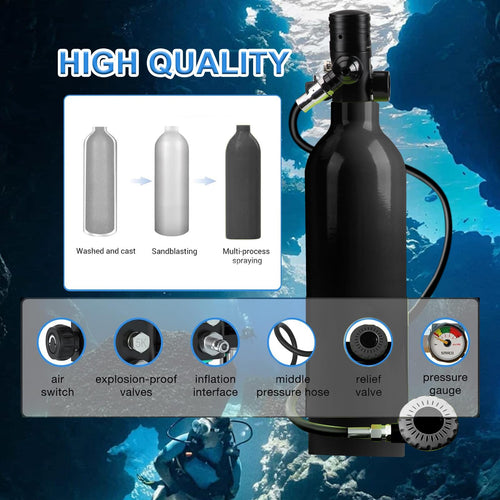 1.9L Mini Scuba Tank Kit with Diving Mask for Underwater Exploration
