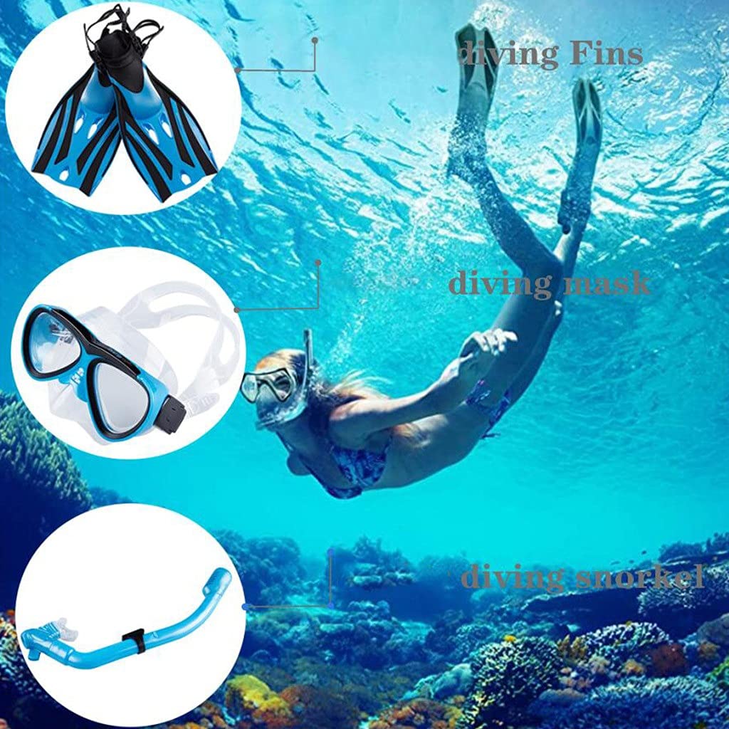 Scuba Diving Mask, Snorkel & Fins Set with Anti-Fog Goggles