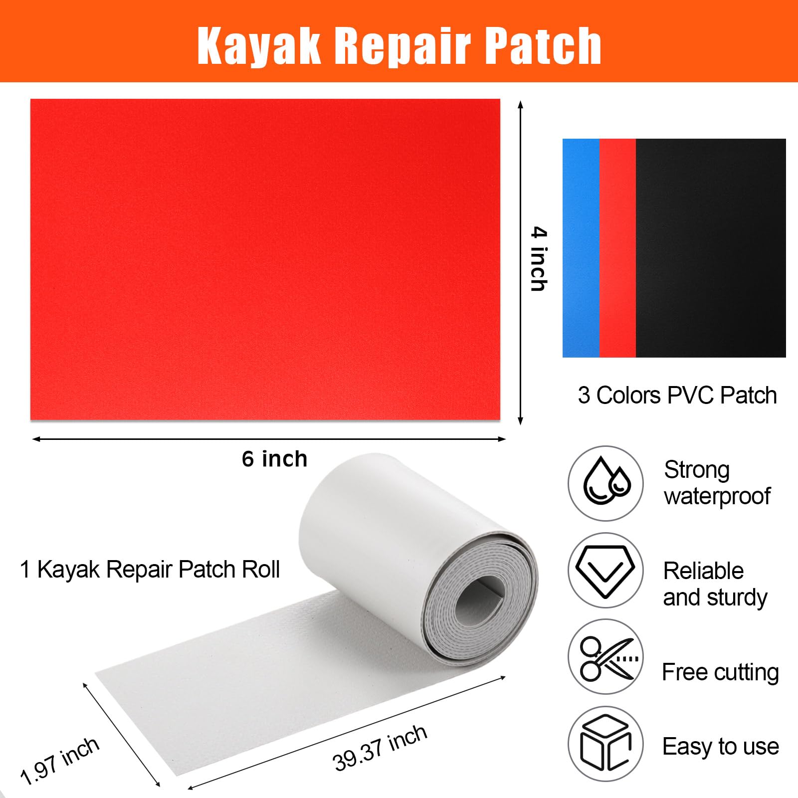 Inflatable Boat Repair Kit with PVC & TPU Patches, Repair Tape, Glue and Maintenance Tools