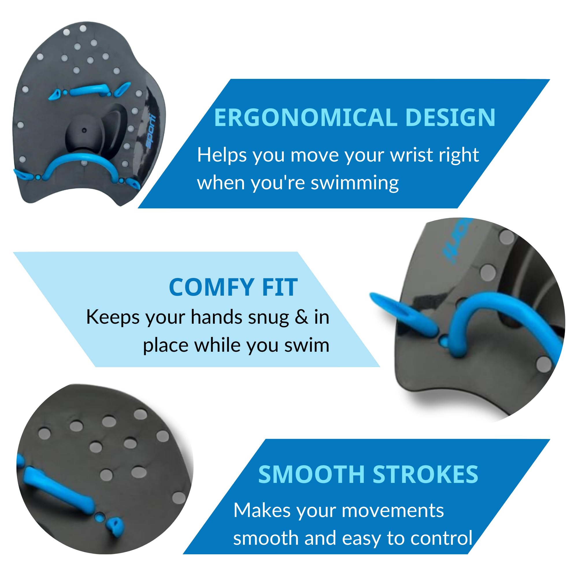 Swim Training Set with Hand Paddles & Short Blade Fins