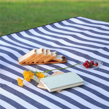 Waterproof Picnic Blanket, Lightweight Sandproof Camping & Beach Mat, Blue Stripes