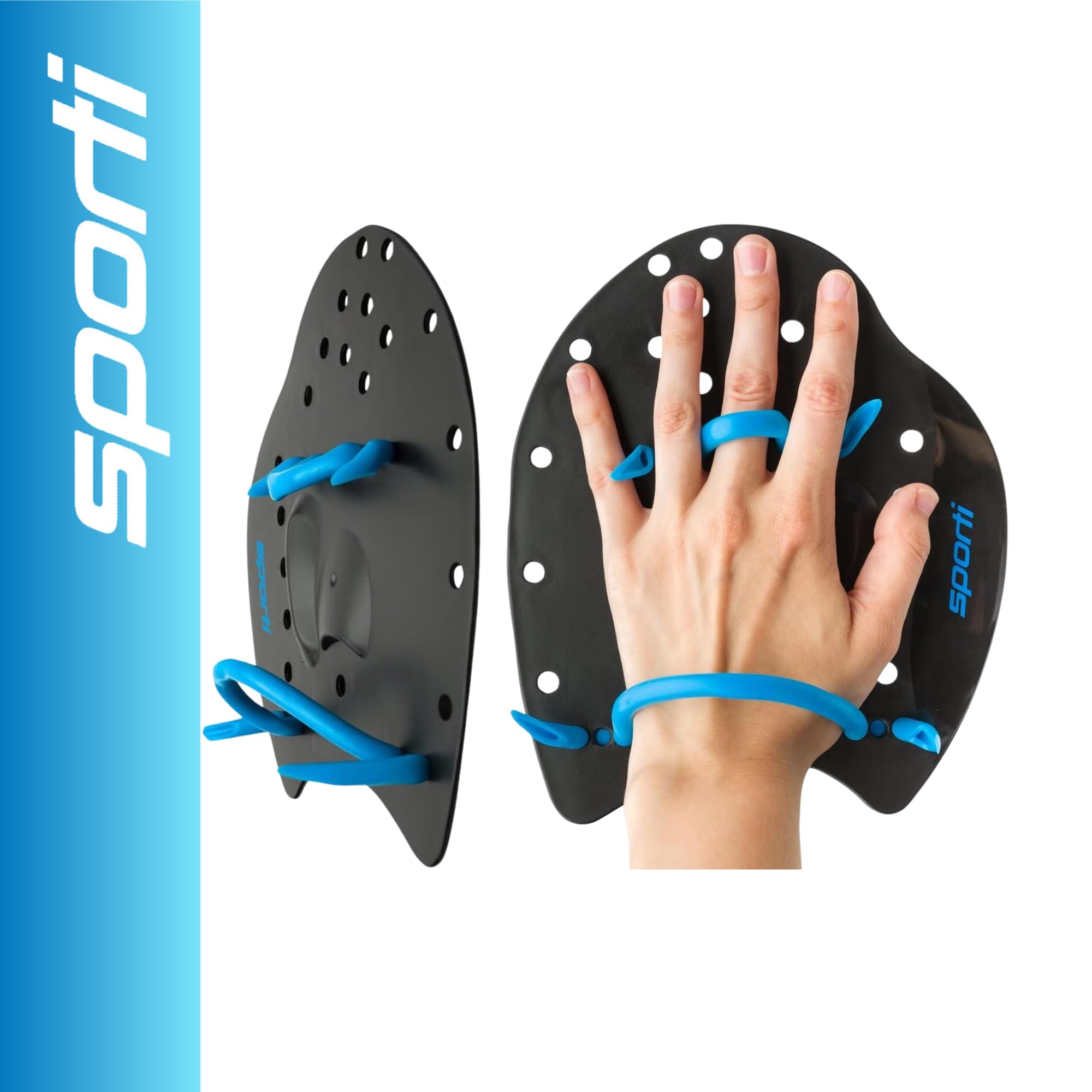 Swim Training Set with Hand Paddles & Short Blade Fins