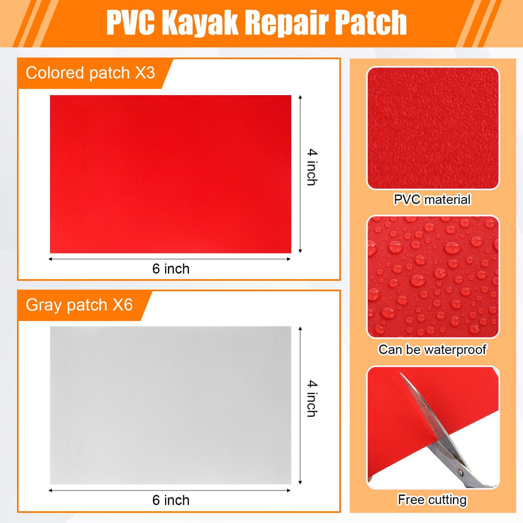 Inflatable Paddle Board Repair Kit with TPU & PVC Patches, Glue, Valve Wrench and Applicator