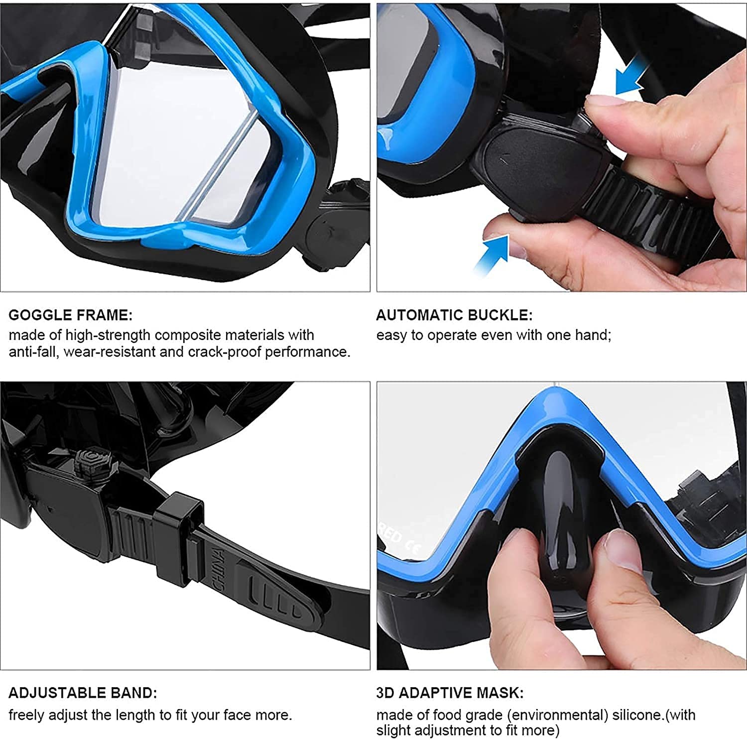 Full Face Snorkel Set with Swim Fins & Panoramic Diving Mask