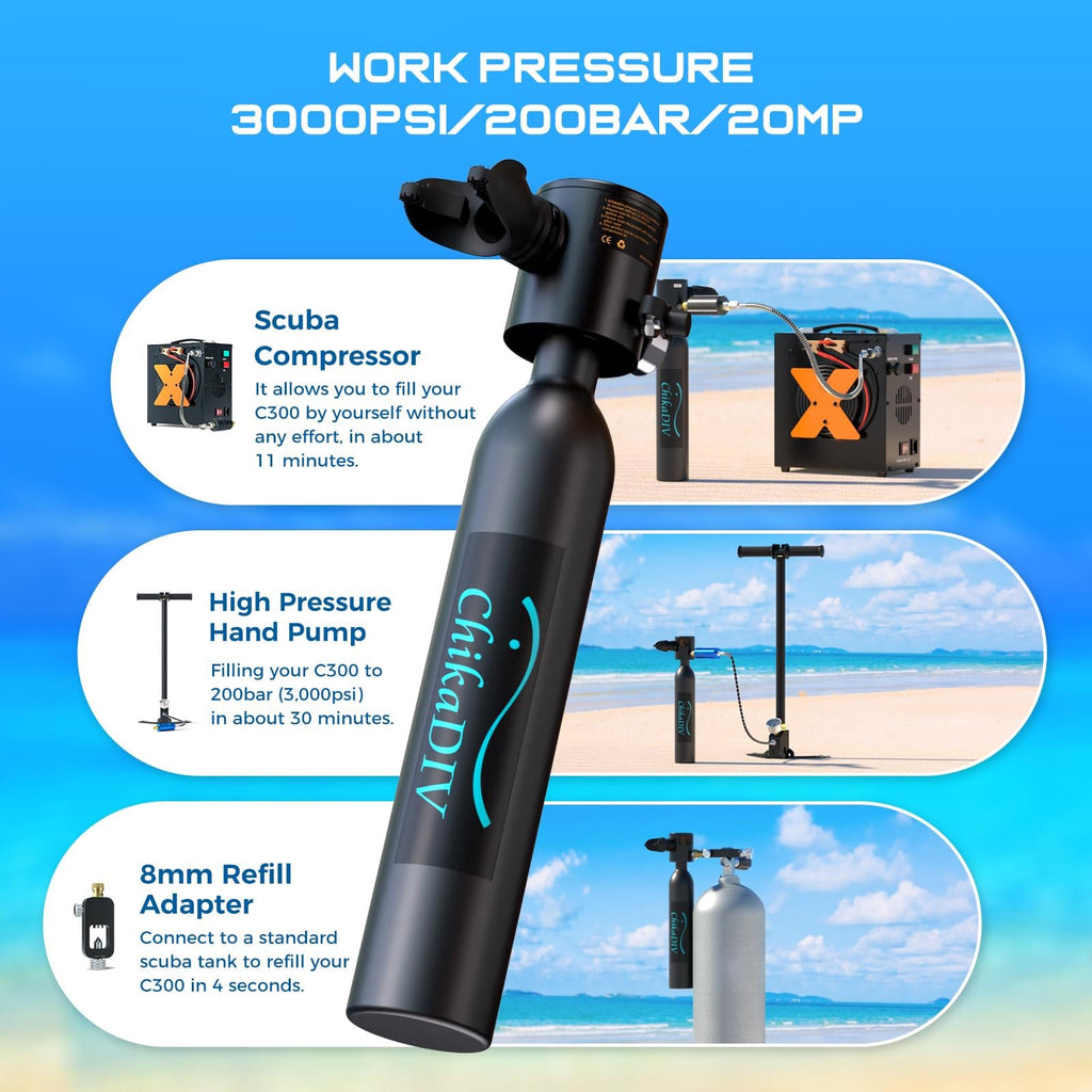 0.5L Mini Scuba Tank Kit for Snorkeling & Emergency Diving