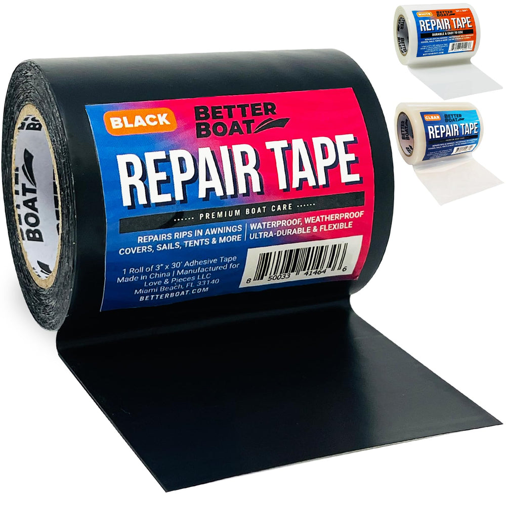 Heavy-Duty Waterproof Repair Tape for Boat Covers, Tents, Awnings & Air Mattresses, 30 ft x 3 in