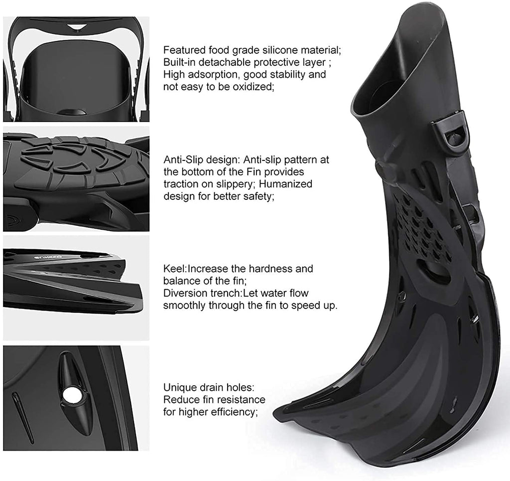 Full Face Snorkel Set with Swim Fins & Panoramic Diving Mask