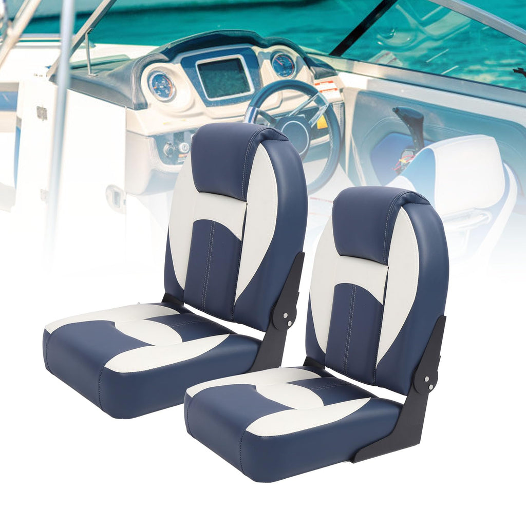 2-Piece Folding Marine Boat Seats with High-Back Foam Padding