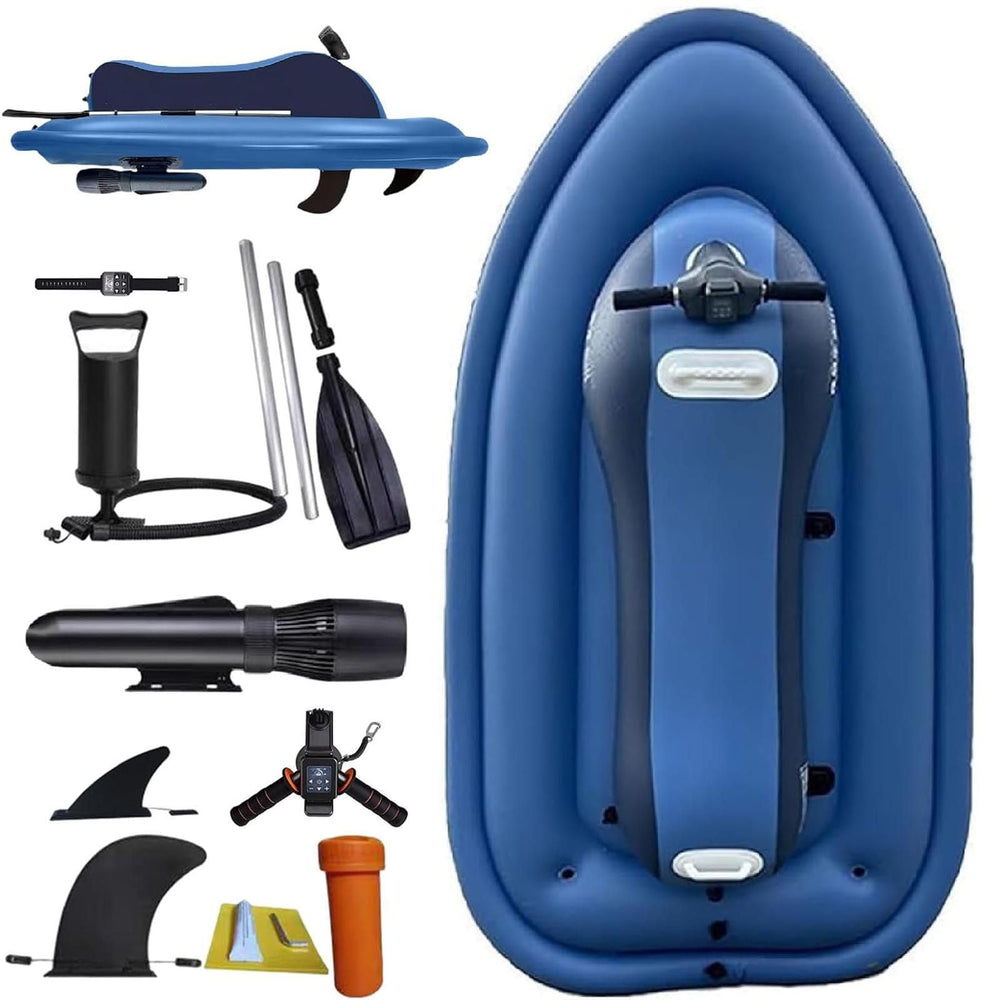 2-in-1 Electric Inflatable Jet Boat with Underwater Scooter, 500W Thruster