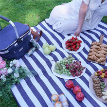 Waterproof Picnic Blanket, Lightweight Sandproof Camping & Beach Mat, Blue Stripes
