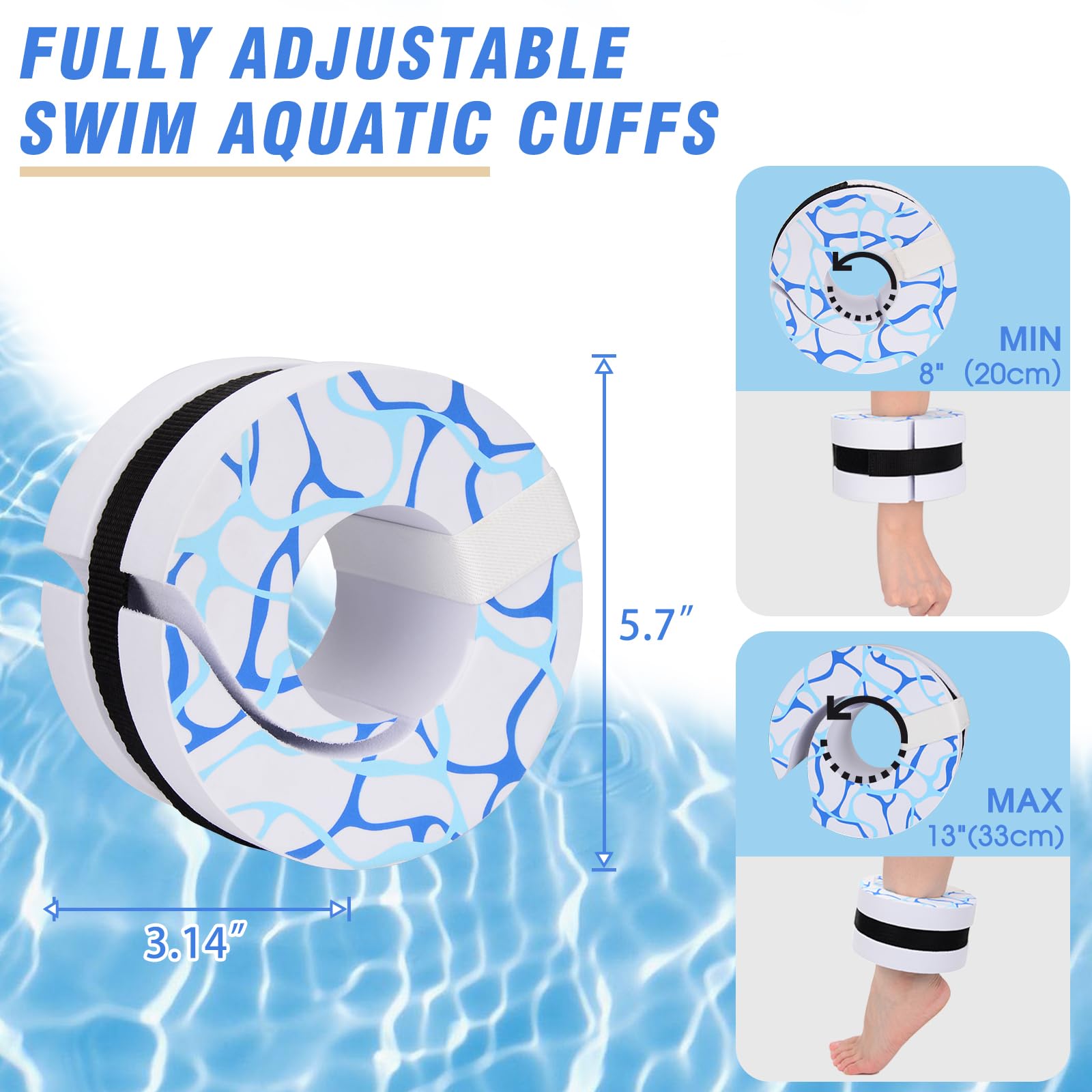 Swim Training Set with Aquatic Cuffs, Swim Belt & Hand Paddles