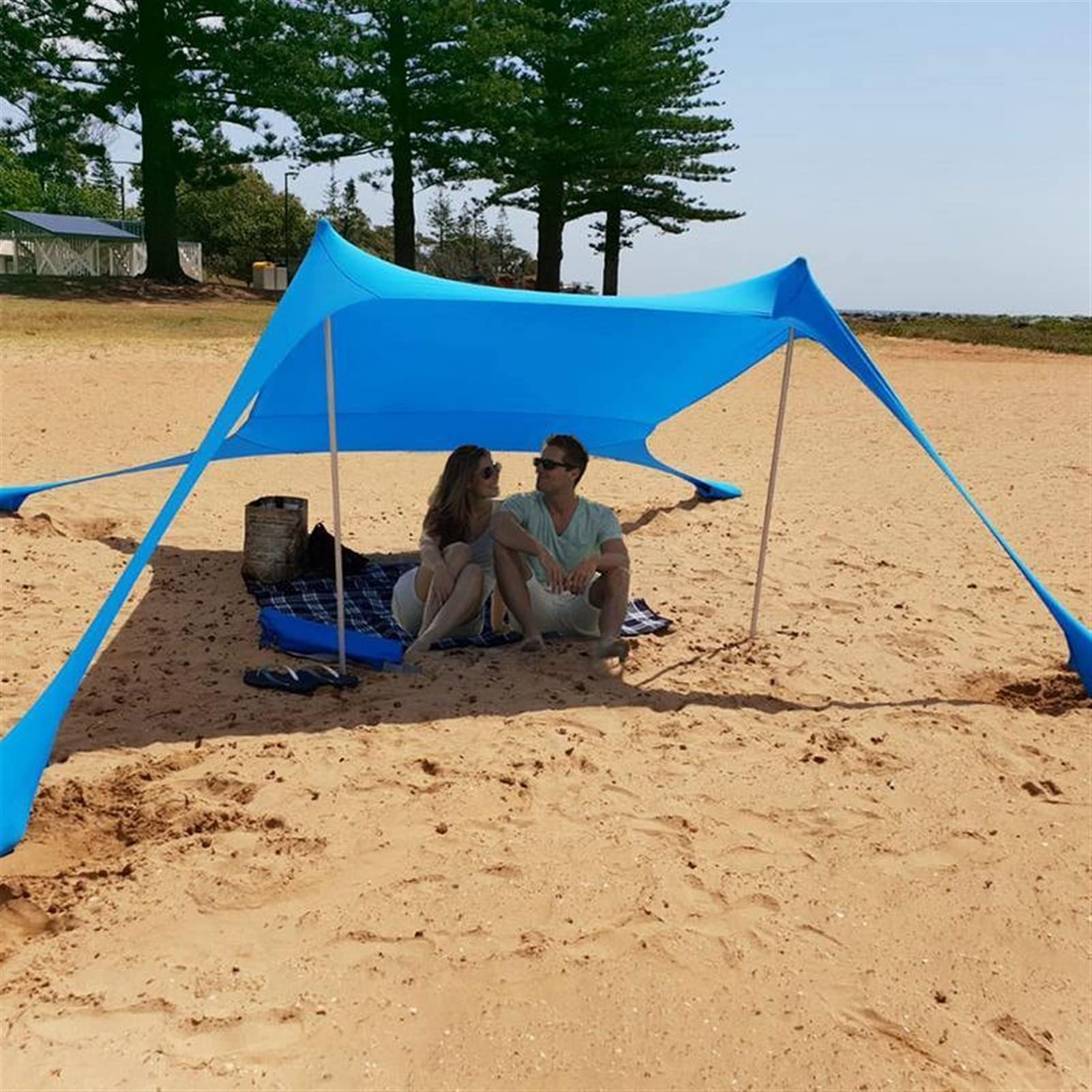 Family Beach Sun Shade Tent with Sandbag Anchors, 210 × 210 × 160 cm