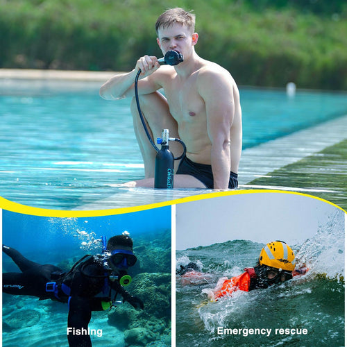 1L Portable Mini Scuba Tank Kit with Hand Pump for Diving