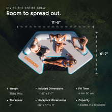 Lightweight Inflatable Floating Mat for 4–6 People, 1450 lb Capacity