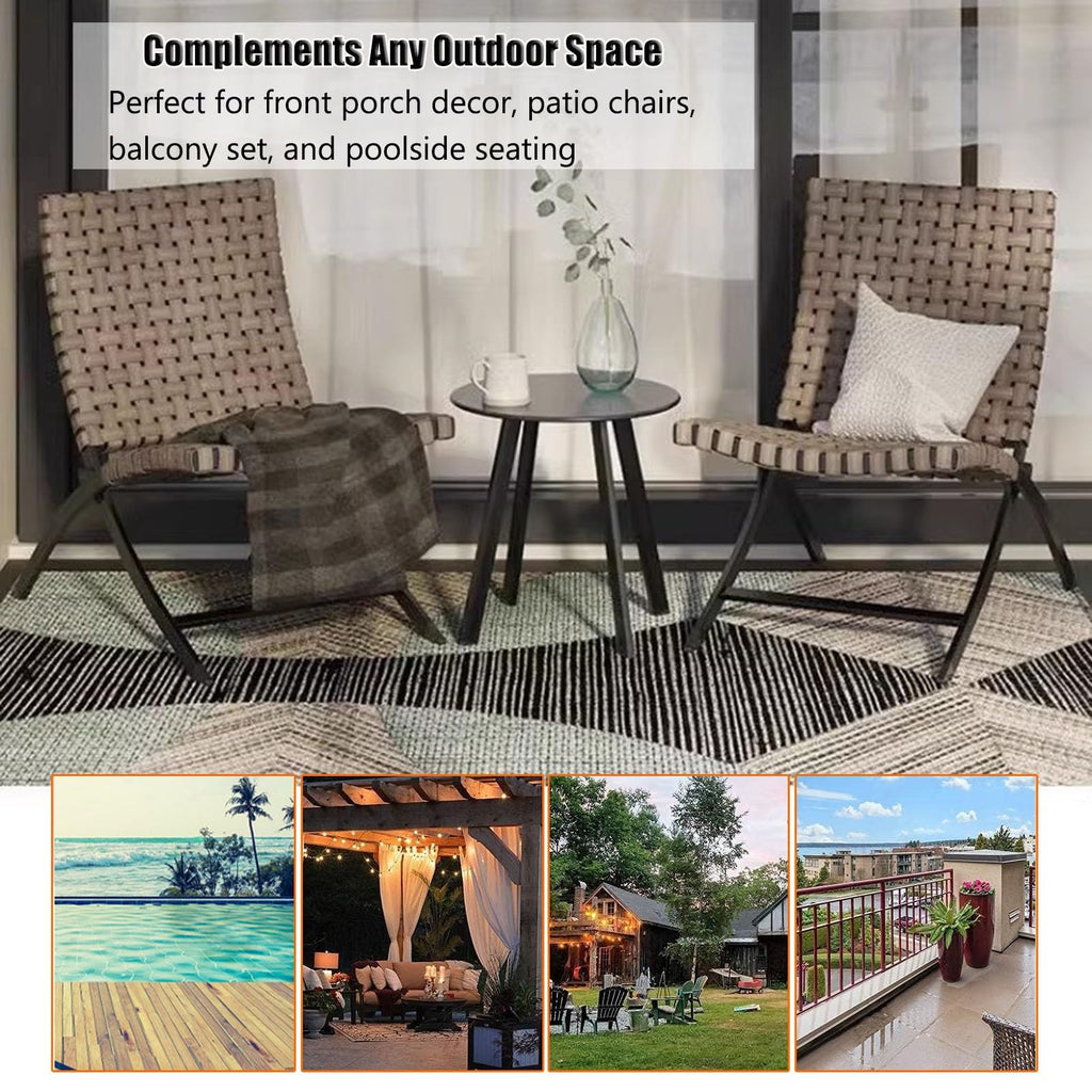3-Piece Folding Outdoor Chairs & Table Set for Patio and Garden