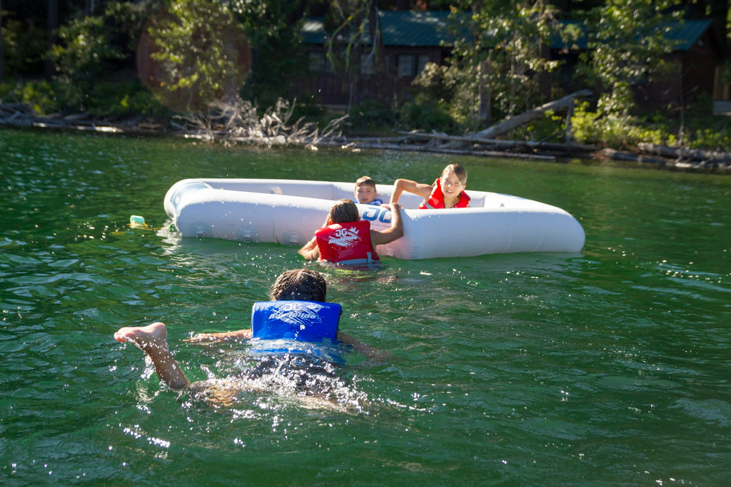 Inflatable Floating Pool Lounger with Backrest for Lakes & Pools