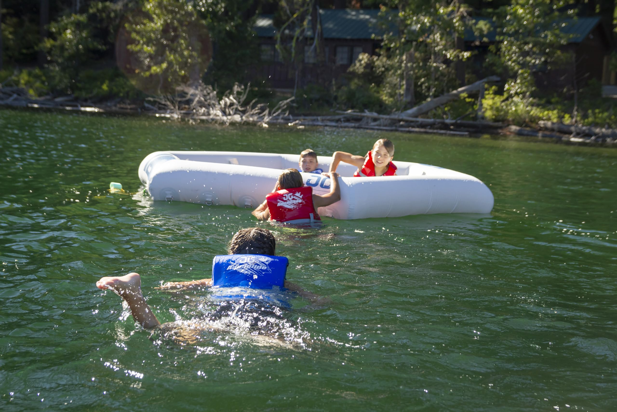 Inflatable Floating Pool Lounger with Backrest for Lakes & Pools