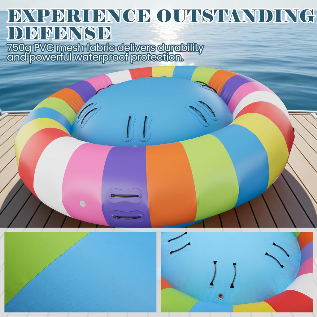 6-Person Inflatable Towable Water Tube with Electric Pump