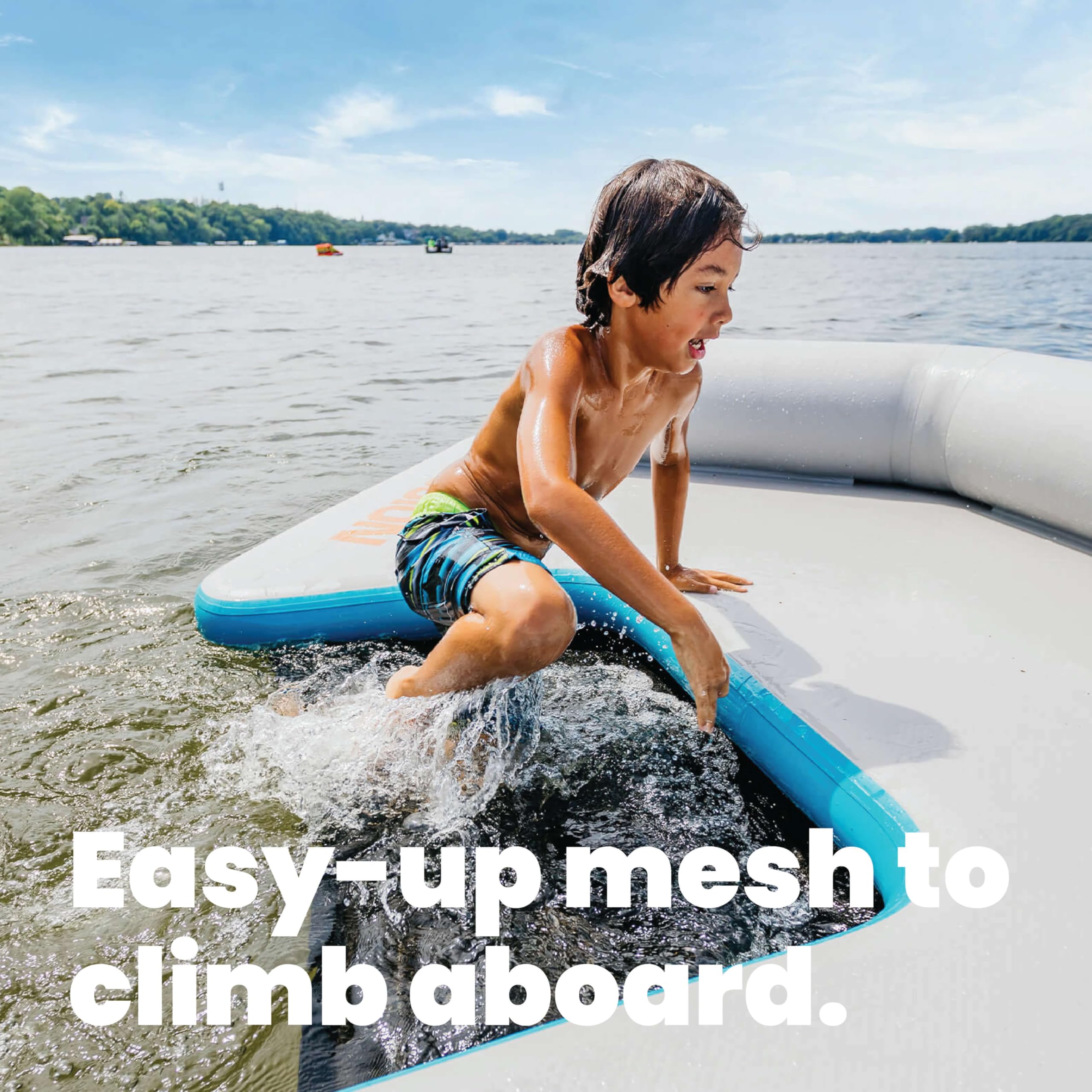 Lightweight Inflatable Floating Mat for 4–6 People, 1450 lb Capacity