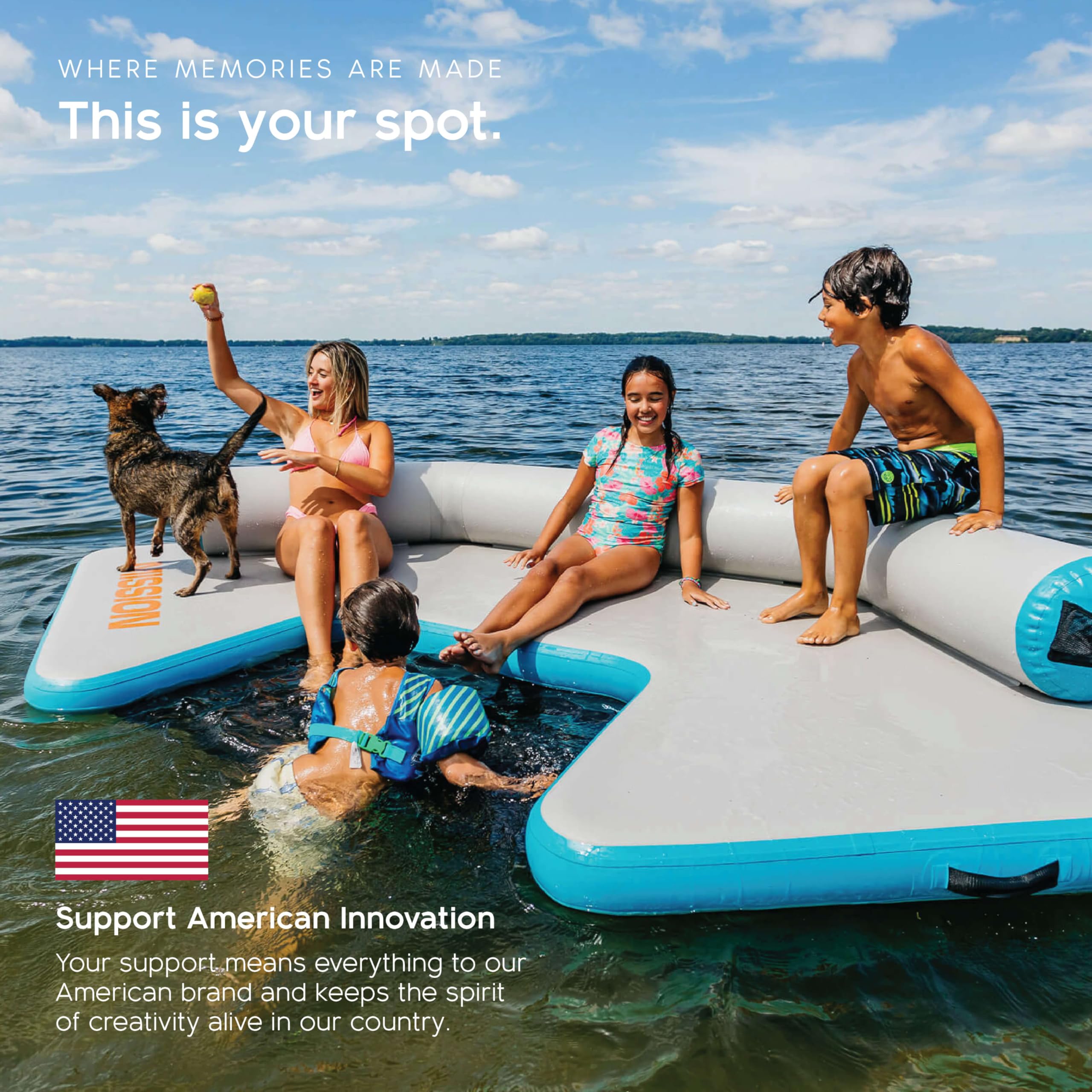 Lightweight Inflatable Floating Mat for 4–6 People, 1450 lb Capacity